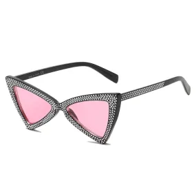 Extreme High Pointed Rhinestone Fashion Cat Eye Retro Sunglasses