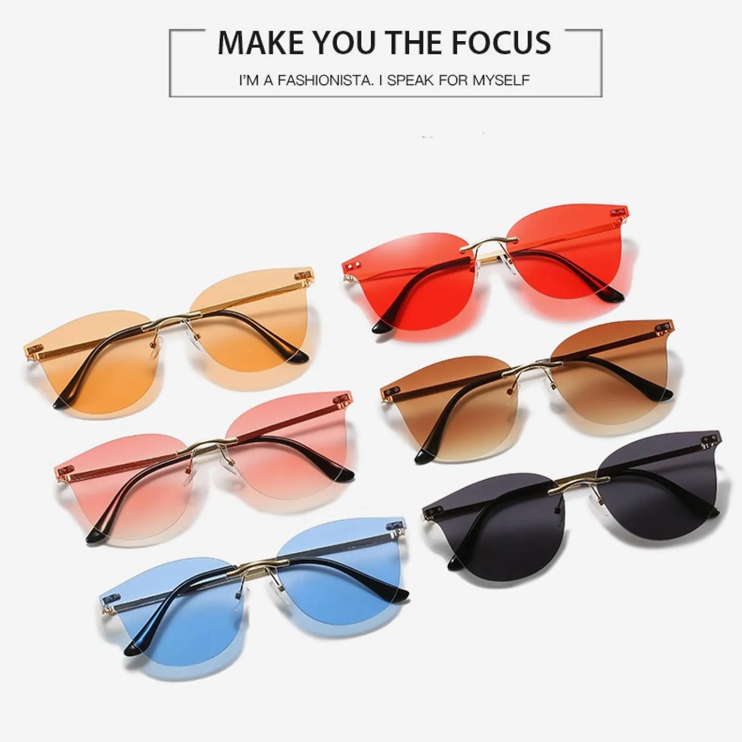 Fashion Trendy Rimless Women Men Vintage Rivet Sun Glasses Summer Traveling Uv400