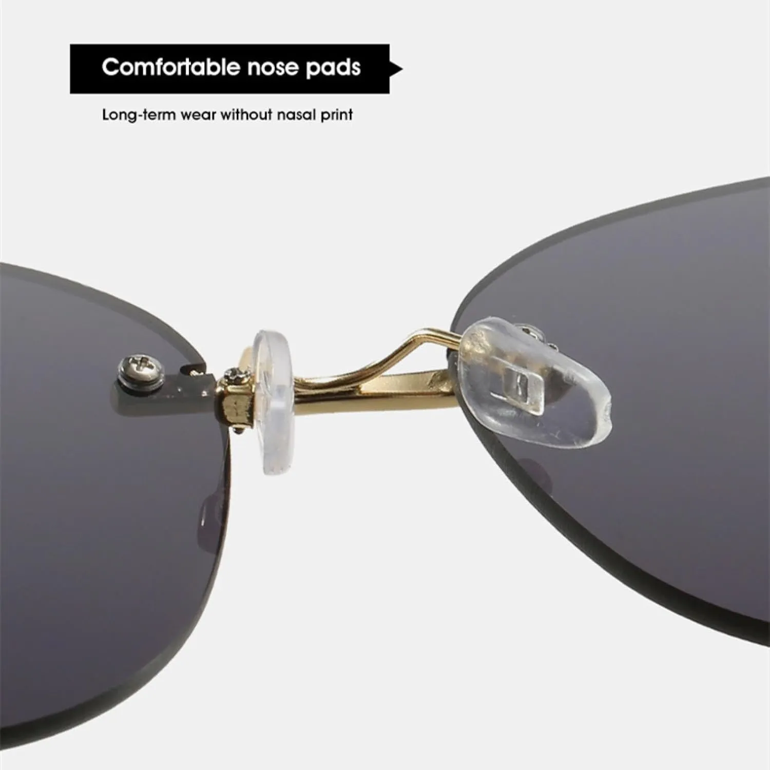 Fashion Trendy Rimless Women Men Vintage Rivet Sun Glasses Summer Traveling Uv400