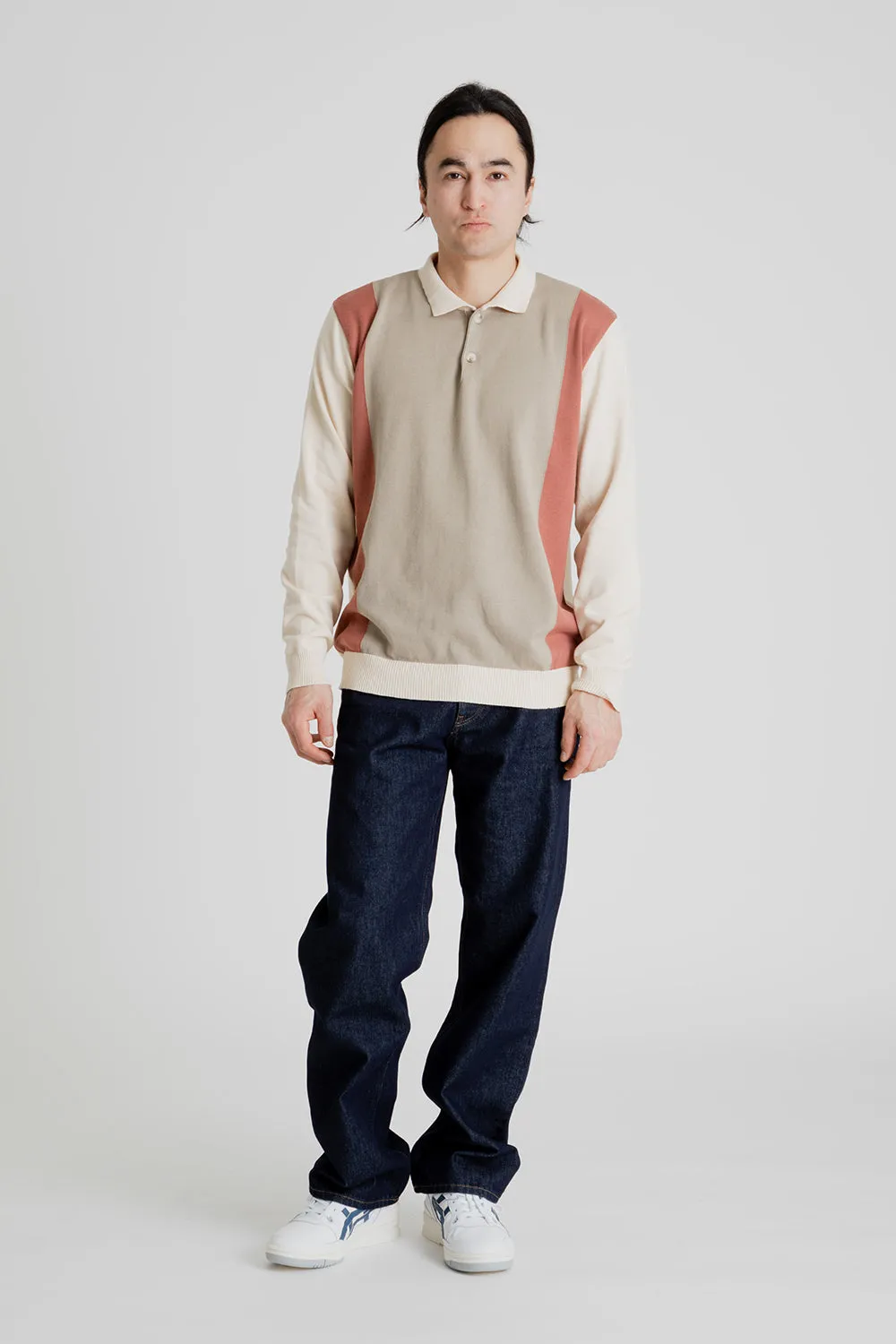Golf Polo Knit - Cloud/Brick