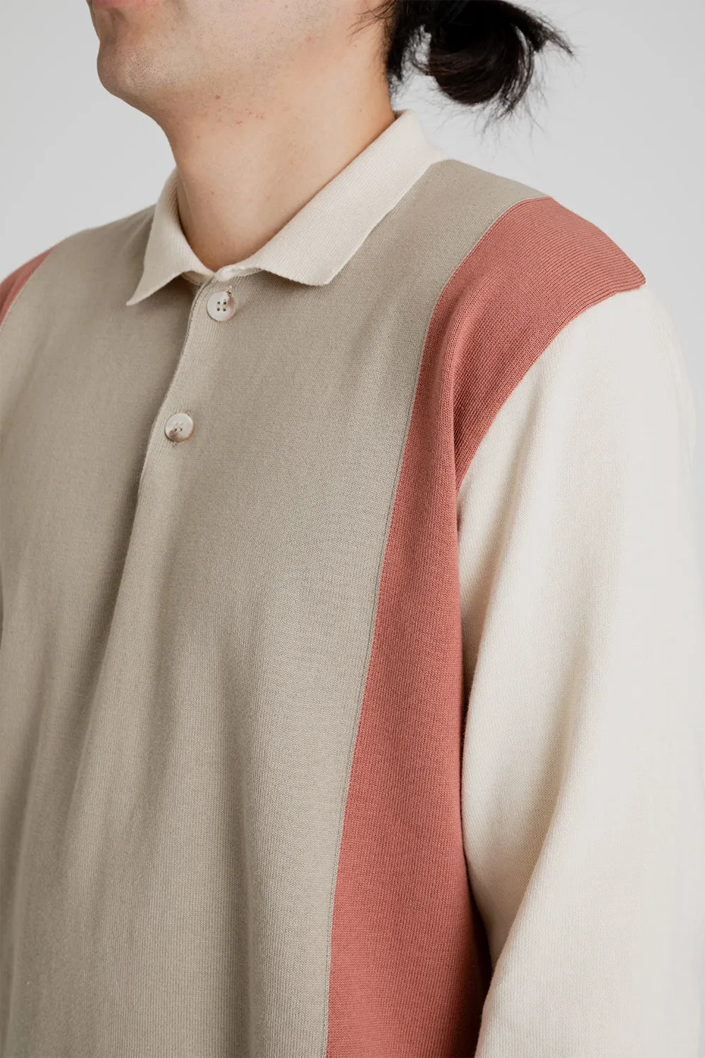 Golf Polo Knit - Cloud/Brick