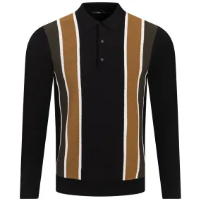 Heden Striped Knitted Polo Black - AW23