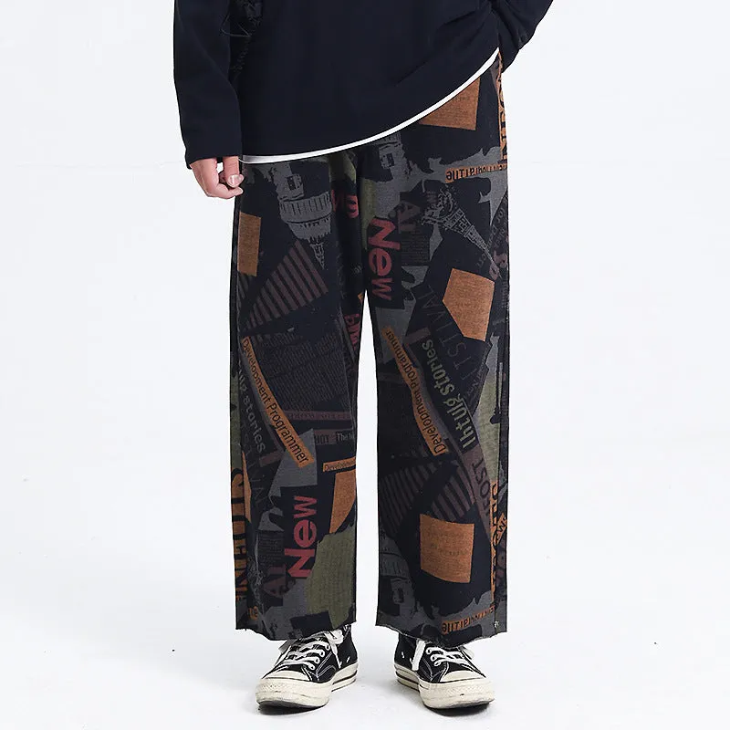 Knitted printed casual pants