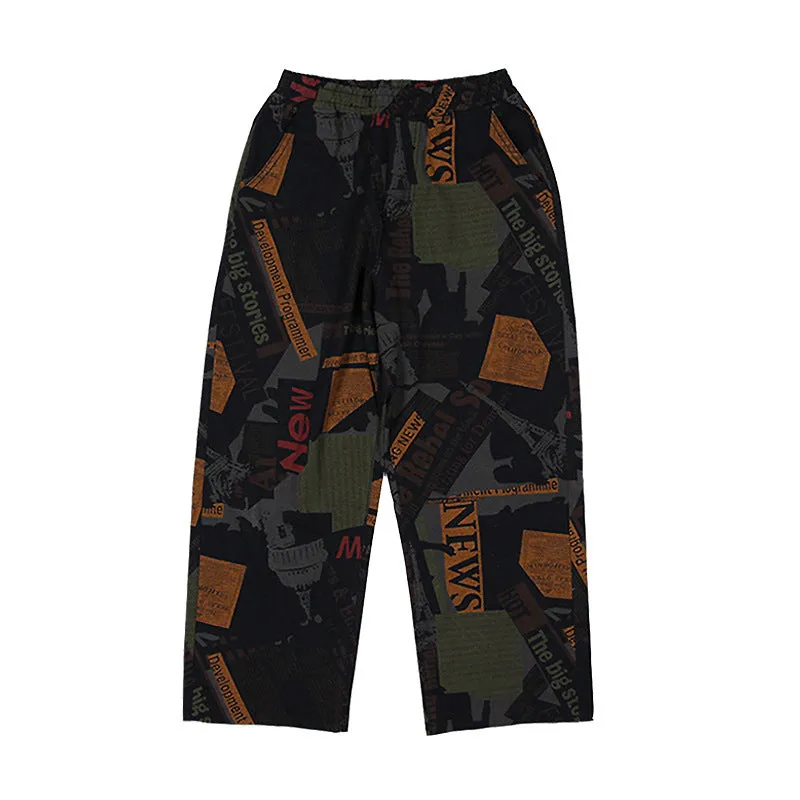Knitted printed casual pants