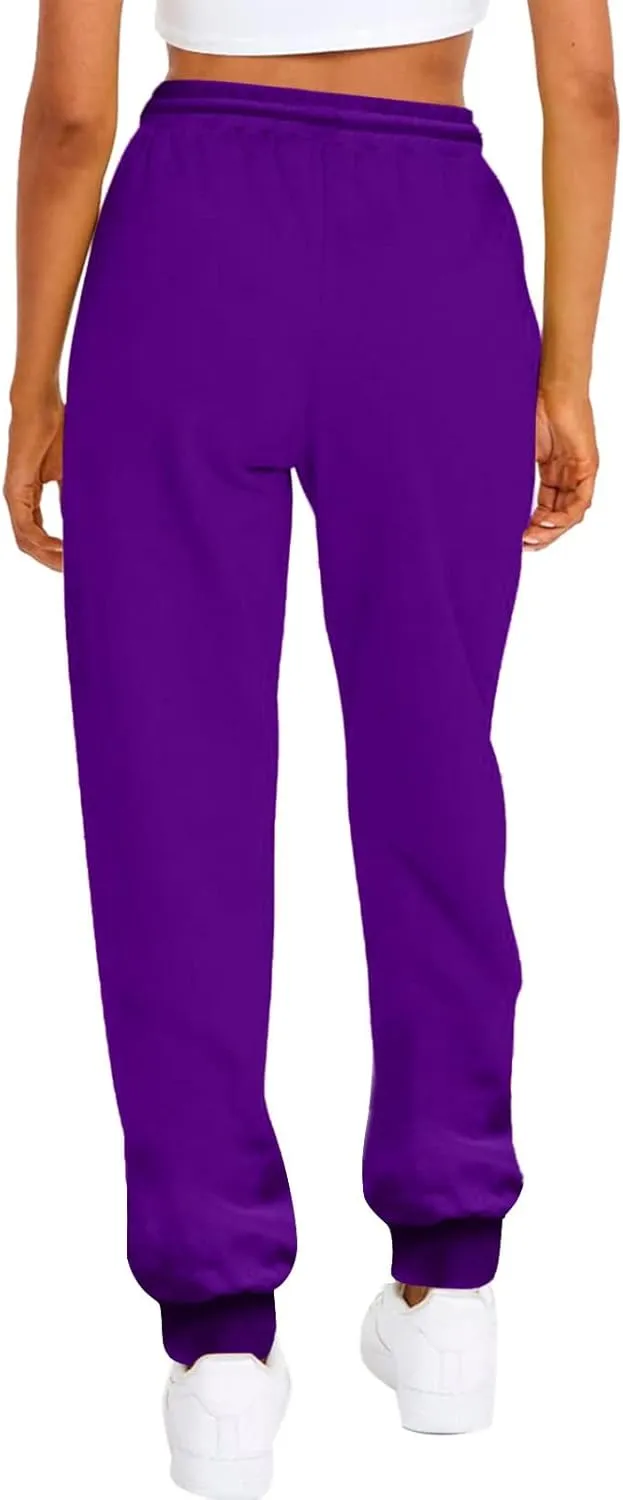 Ladies Solid Color Drawstring Elastic Waist Casual Loose Foot Fleece Sweatpants Pant Suits for Women Plaid Pants Casual