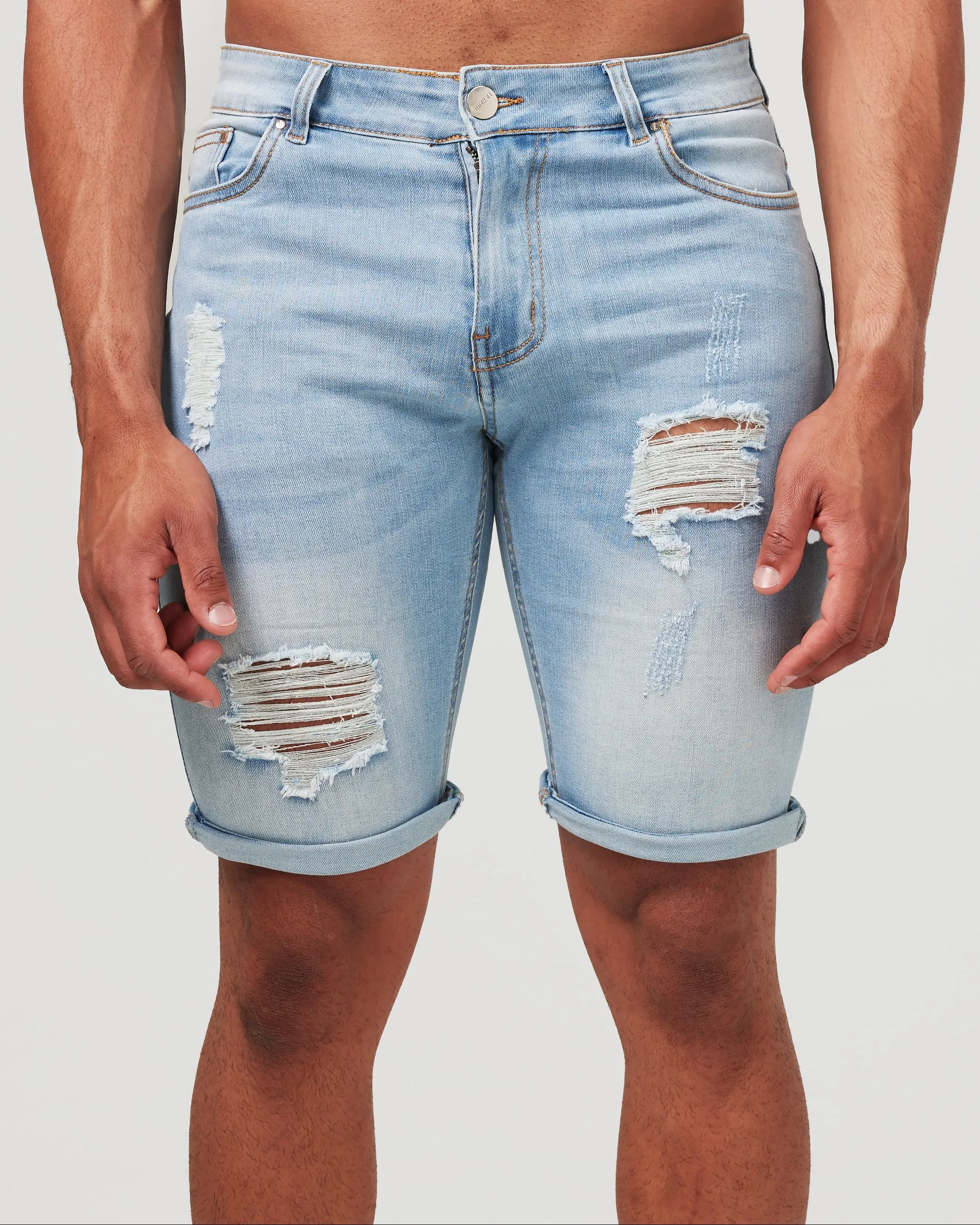 Light Blue Ripped Denim Shorts