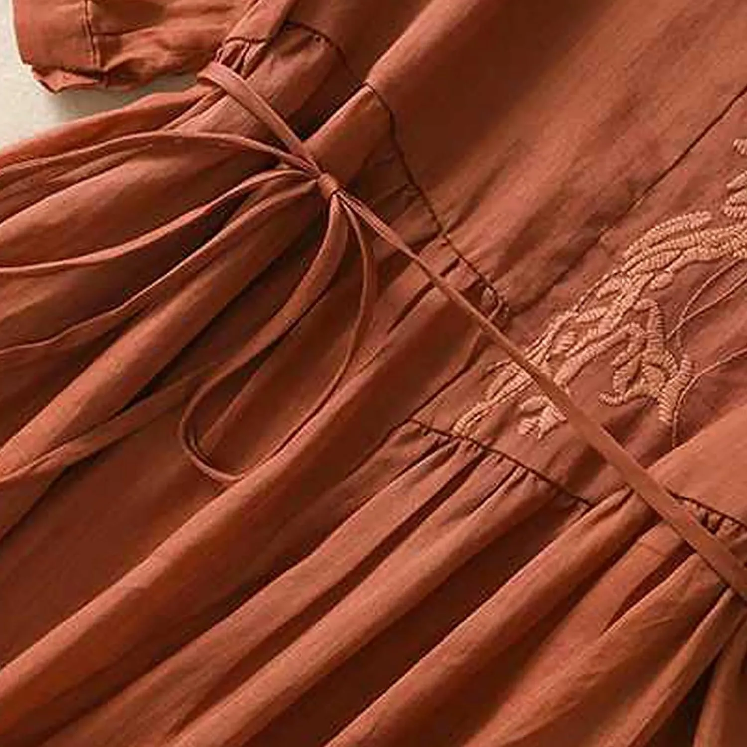 Linen Dress Women Summer Cotton Linen Solid Gauze Dress Loose Casual Vacation Flowy Midi Dress Floral Print Dress