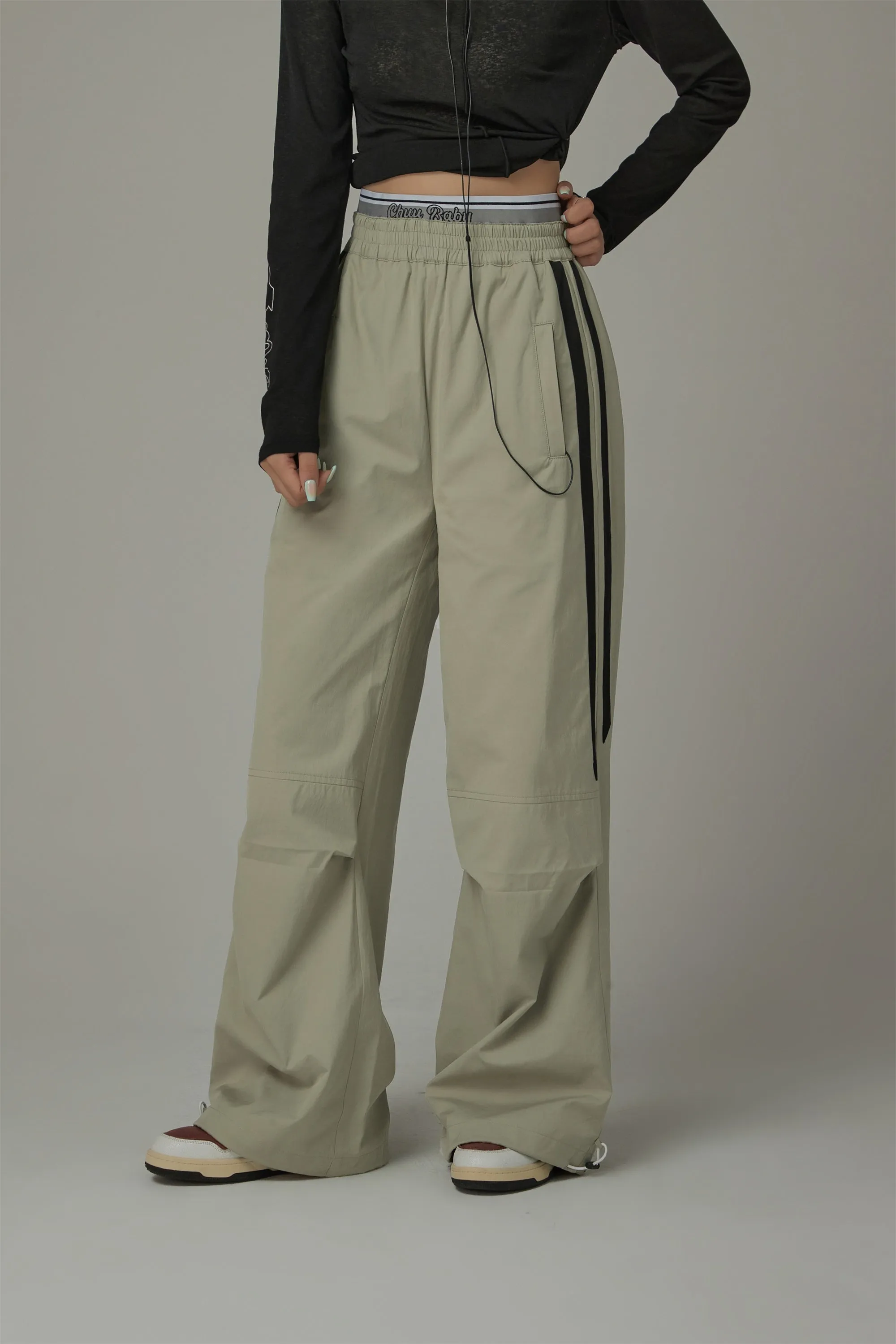 Logo Banding Wide Casual Pants