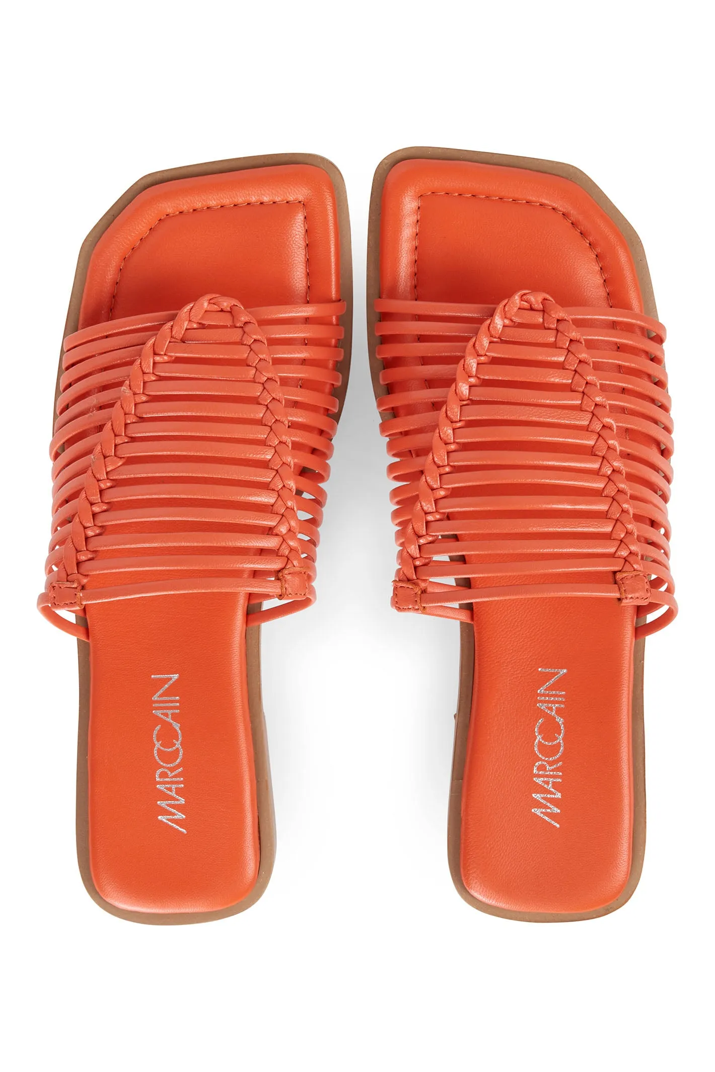 Marc Cain WB SG.12 L20 223 Bright Tomato Orange Slider Sandals
