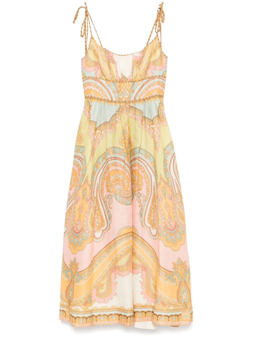 Maxine Picnic Midi Dress in Gold Paisley