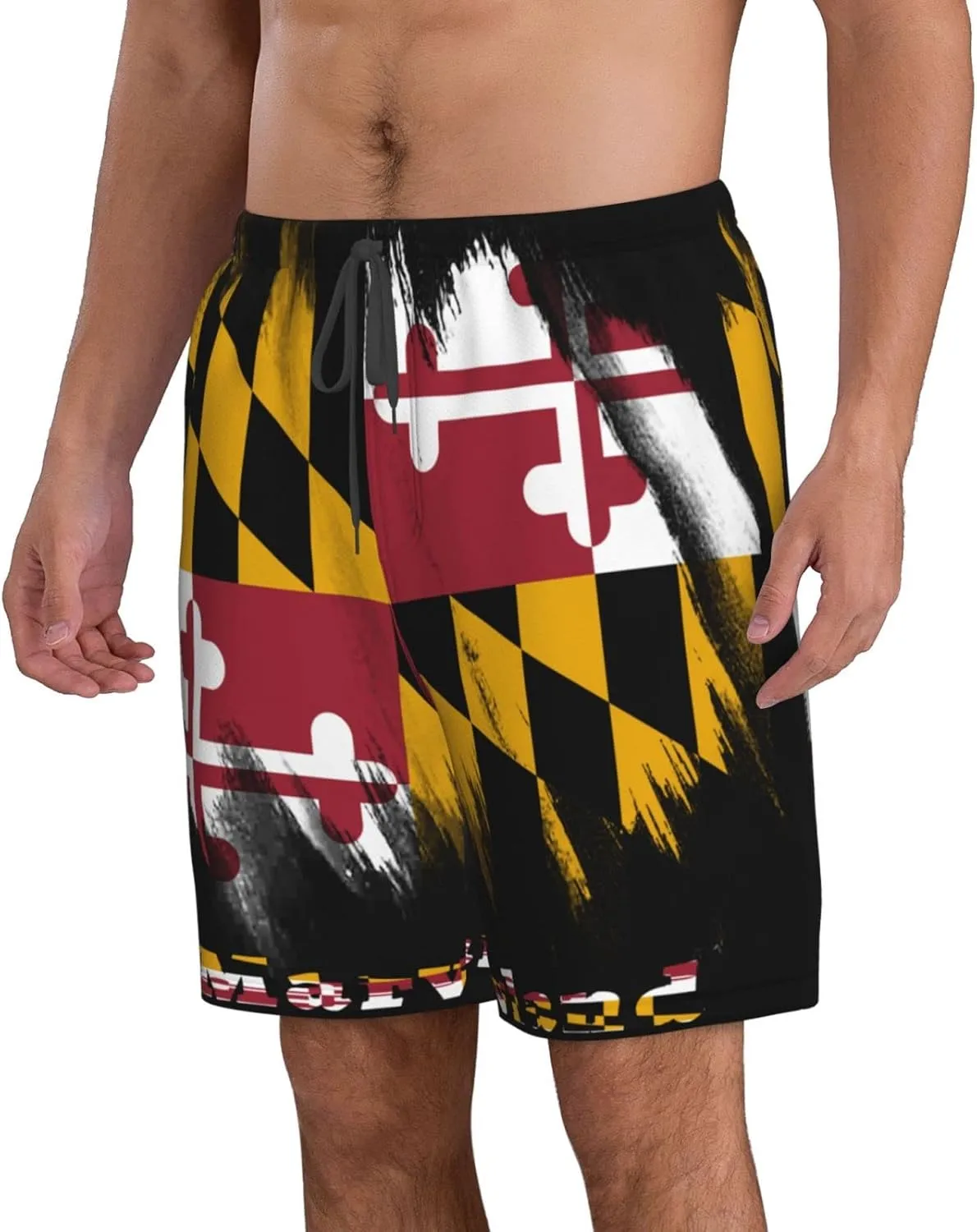 Men's Beach Shorts Drawstring Quick Dry Running Athletic Shorts Comfortable Loose Gym Shorts Swimsuit Pants with Pockets
