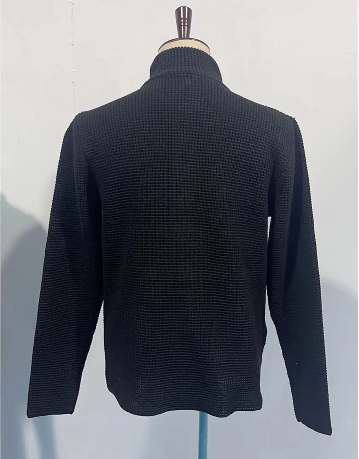 Men's Cardigan Sweater Slim Fit Stand Collar Cardigan Outerwear Casual Knitted Button Down Sweater with Pockets