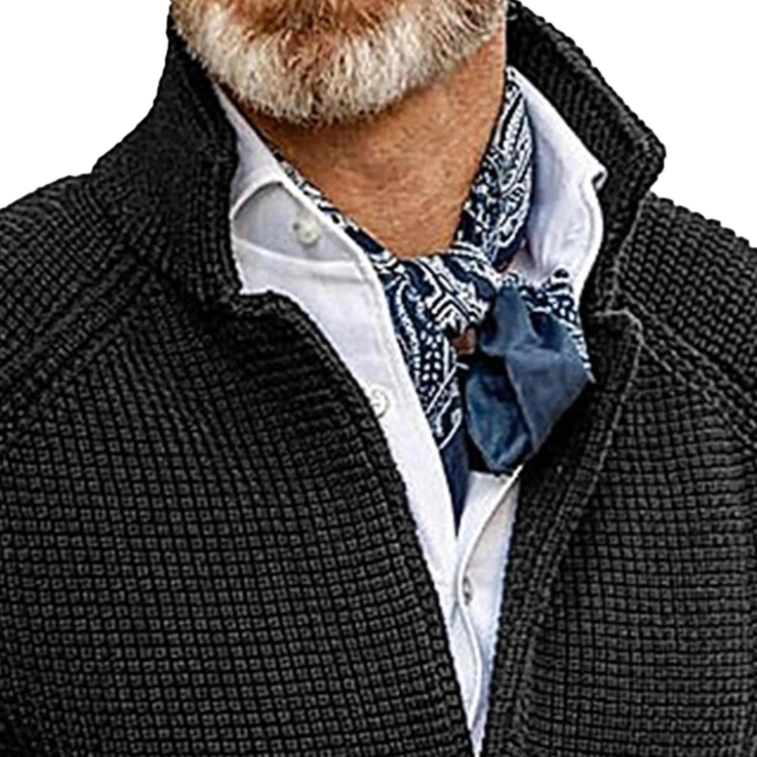 Men's Cardigan Sweater Slim Fit Stand Collar Cardigan Outerwear Casual Knitted Button Down Sweater with Pockets