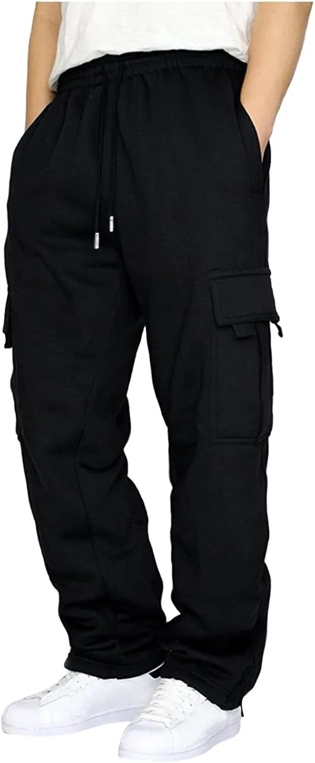 Mens Cargo Sweatpants Overalls Casual Pocket Sport Work Casual Trouser Pants Trousers Straight Leg Joggers