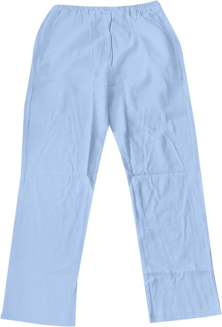 Mens Casual Linen Pants Elastic Waist Drawstring Lightweight Trouser Casual 2024 Straight Leg with Pockets Trousers
