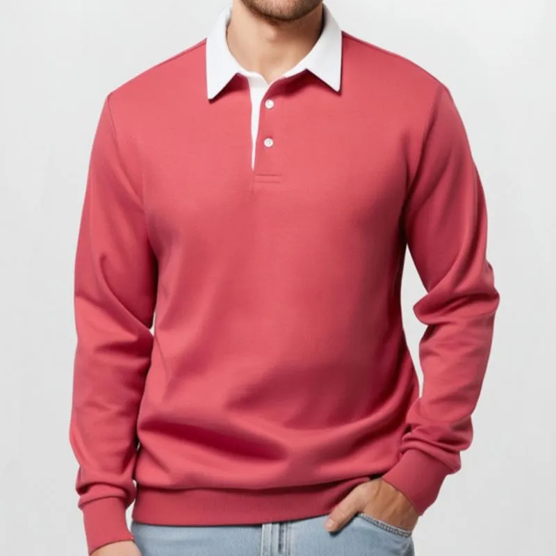Men's Classic Casual Long Polo Neck Long Sleeve Sweatshirt 42878235K