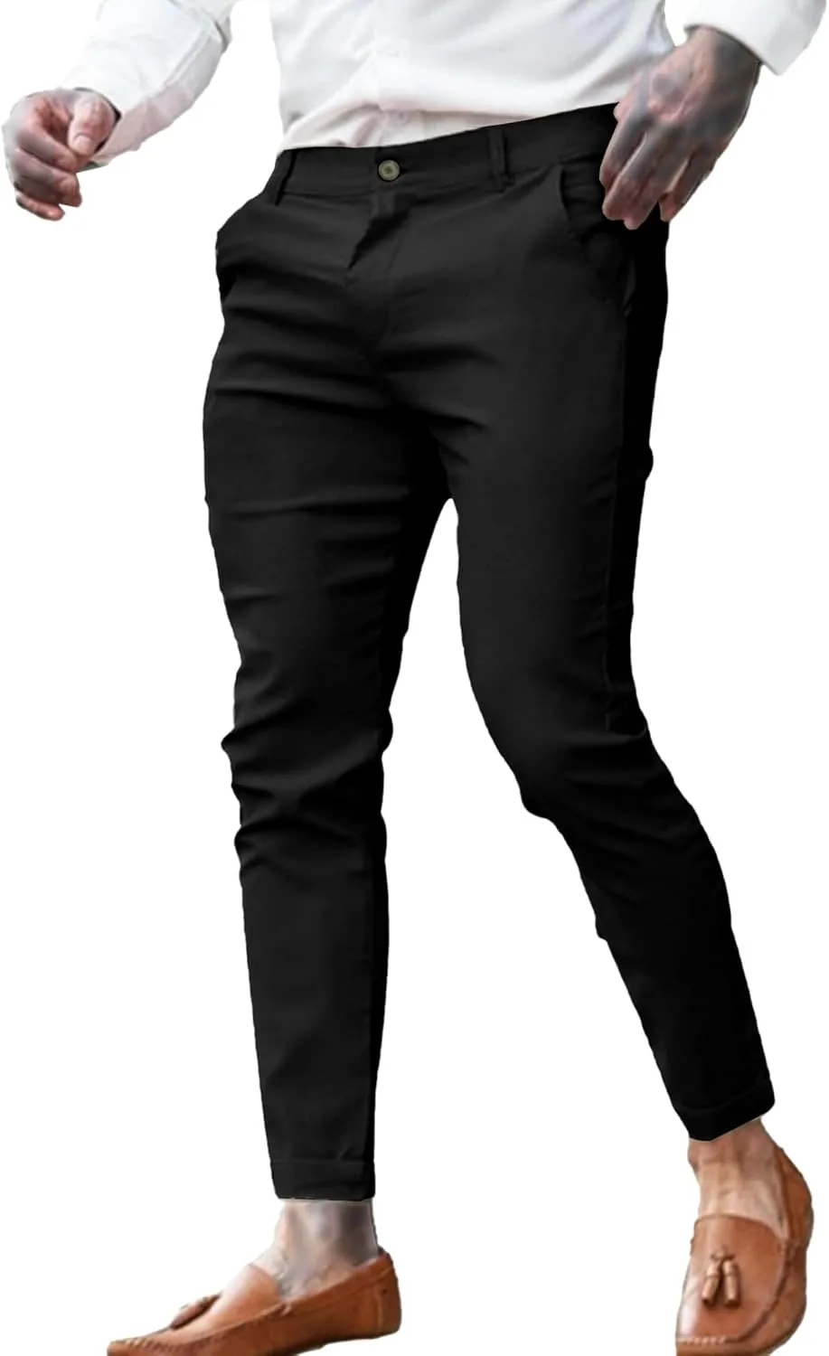Mens Dress Pants Fashion Slim Fit Chino Pencil Pant Skinny Stretch Comfy Feet Pants Trousers Casual Pant