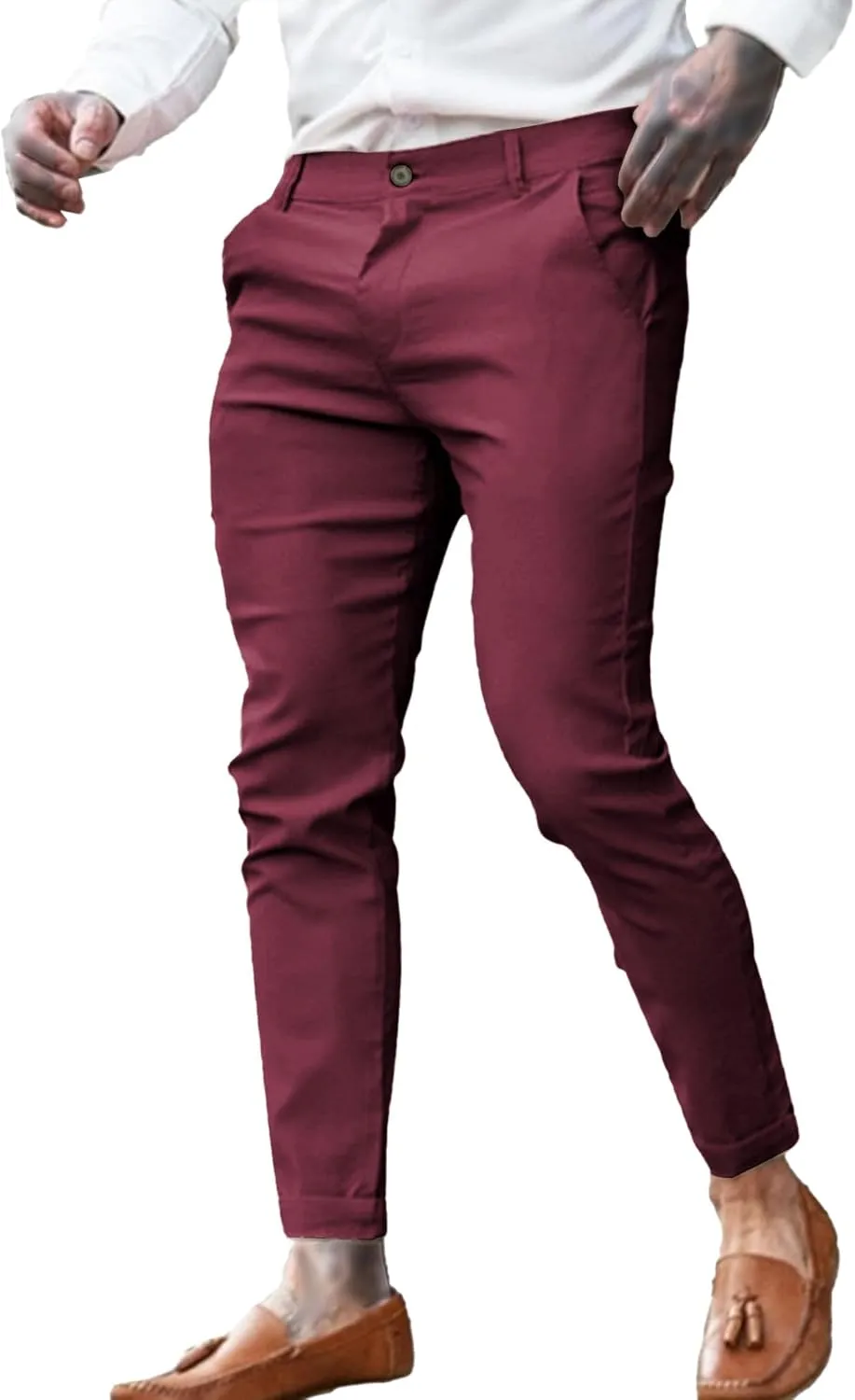 Mens Dress Pants Fashion Slim Fit Chino Pencil Pant Skinny Stretch Comfy Feet Pants Trousers Casual Pant