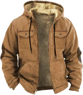 Men's Fleece Lined Sherpa Jackets Winter Casual Stylish Cargo Jacket Warm Coats Jacket for Hiking Travel