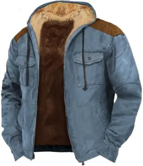 Men's Fleece Lined Sherpa Jackets Winter Casual Stylish Cargo Jacket Warm Coats Jacket for Hiking Travel
