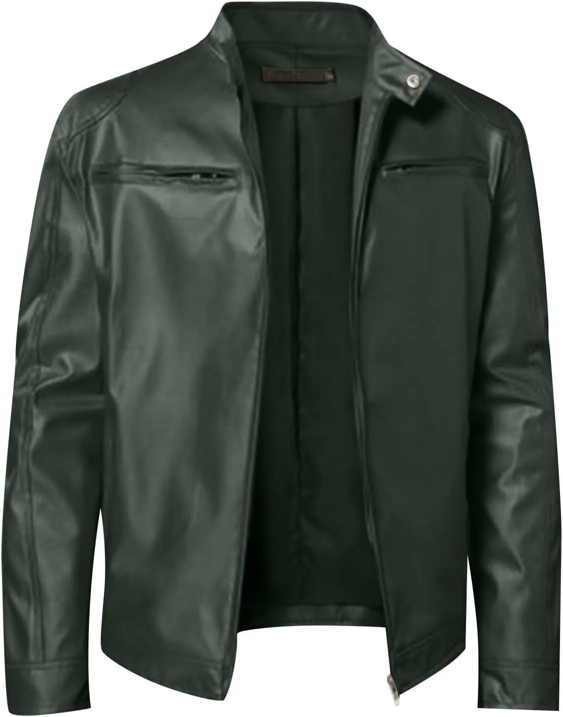 Mens Lightweight Leather Jackets Motorcycle Bomber Biker Stylish Outerwear Zipper Jacket Coat Pockets
