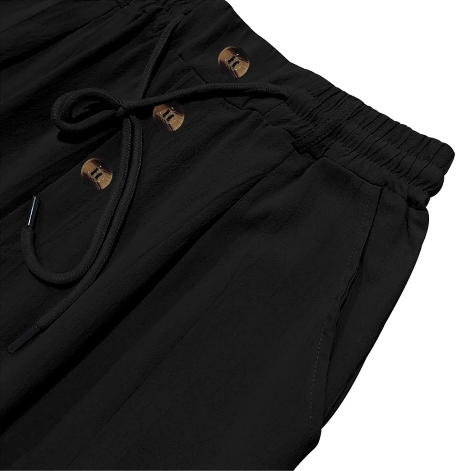 Mens Pants Casual Linen Drawstring Elastic Waist Loose Fit Casual Pants Lightweight Straight Leg Beach Yoga Trousers