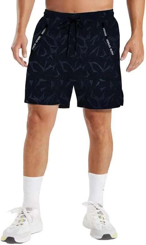 Men's Quick-Dry Gym Shorts 3Pack Comfortable Athletic Running Shorts with Zipper Pockets for Basketball, Training