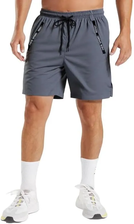 Men's Quick-Dry Gym Shorts 3Pack Comfortable Athletic Running Shorts with Zipper Pockets for Basketball, Training