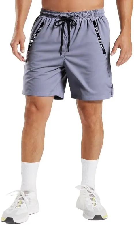 Men's Quick-Dry Gym Shorts 3Pack Comfortable Athletic Running Shorts with Zipper Pockets for Basketball, Training