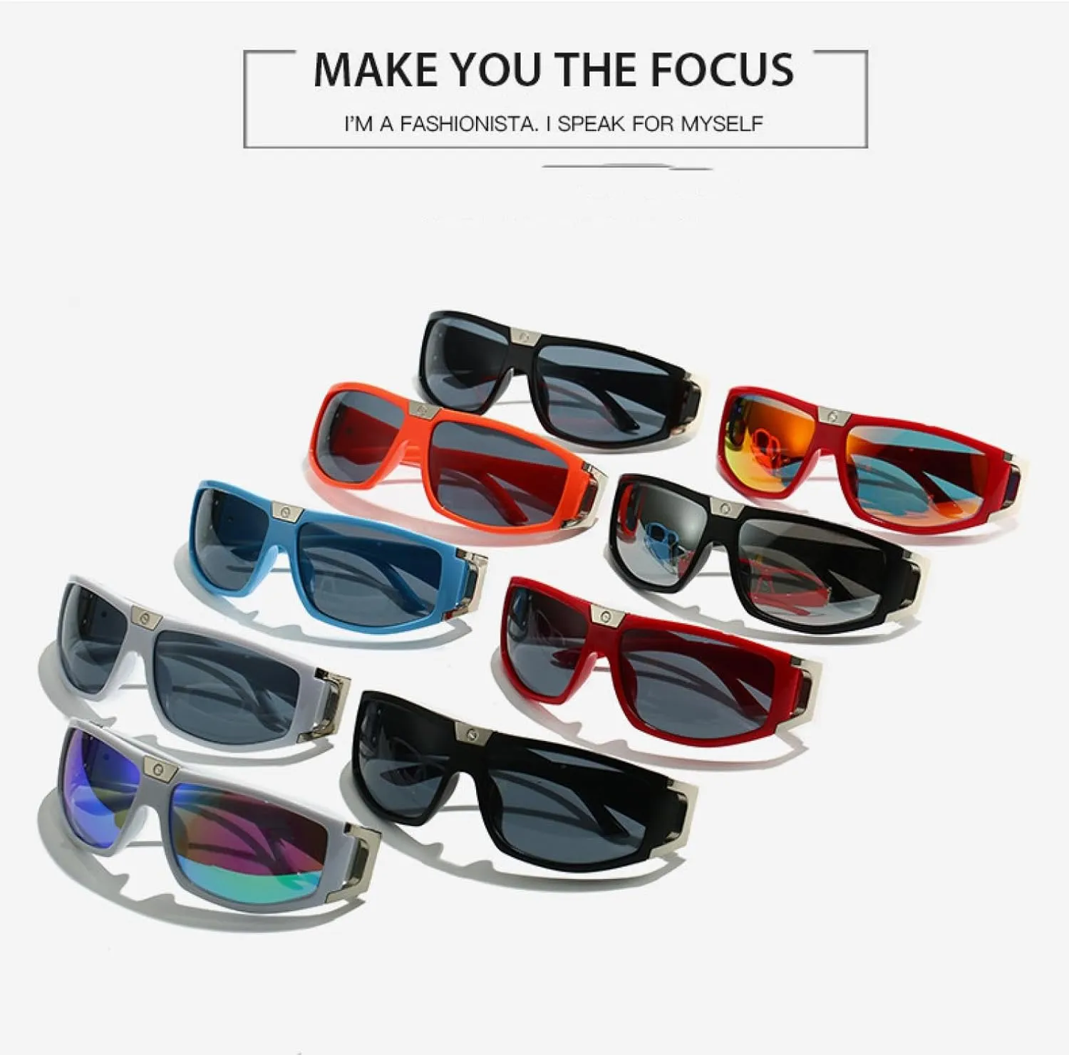Men's Rectangle Sunglasses Outdoor Cycling Sports Sun Glasses Women Vintage Shades Trendy Goggle Eyewear