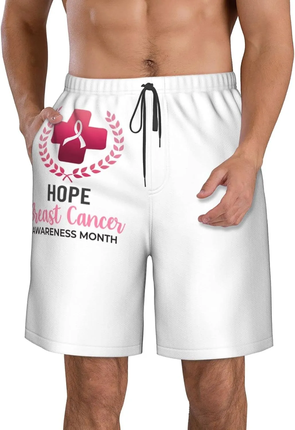 Men's Swim Trunks Beach Shorts Drawstring Quick Dry Running Shorts Comfortable Loose Gym Shorts Swimsuit Pants with Pockets