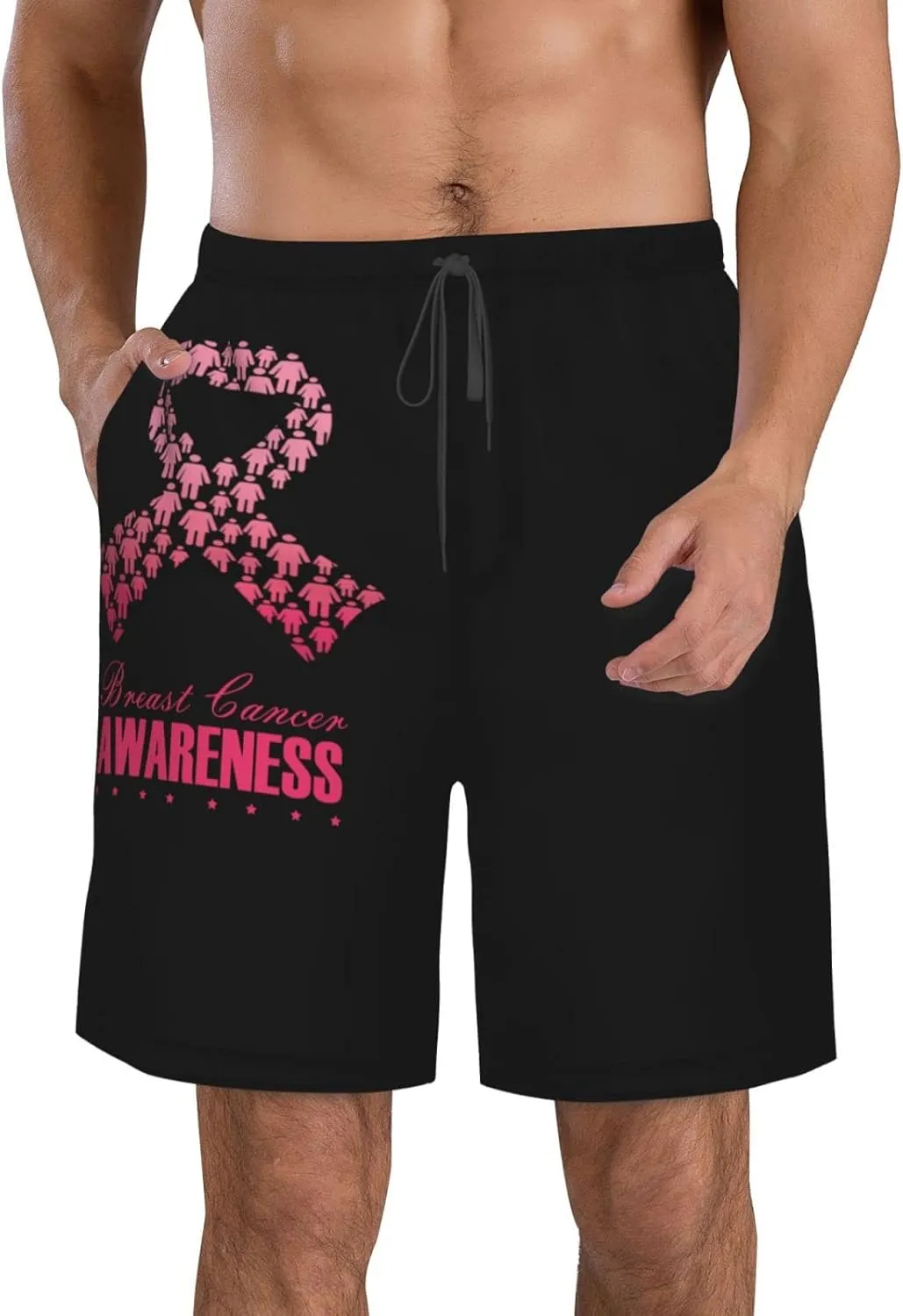 Men's Swim Trunks Beach Shorts Drawstring Quick Dry Running Shorts Comfortable Loose Gym Shorts Swimsuit Pants with Pockets