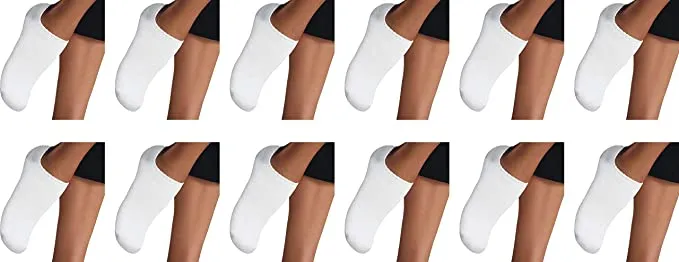 Men/Women No Show Socks Comfy Low Cut Combed Cotton Socks for White/Black 12 Pairs Pack