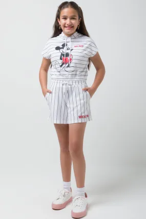 Mickey Mouse Jogger Stripped Shorts White