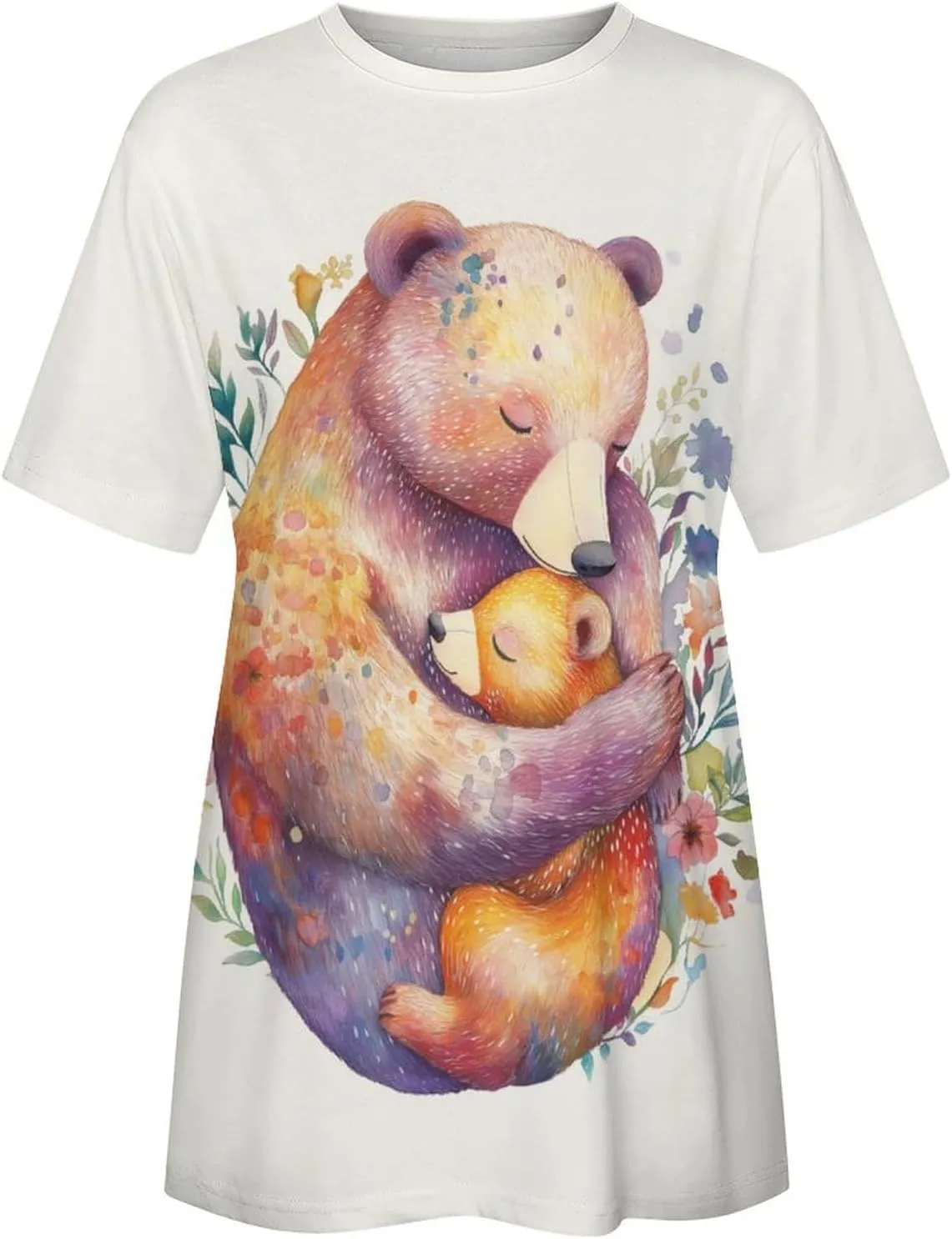 Mothers Day Shirt Animals Print Funny Casual Soft Comfy Short Sleeve Cotton Oversized Mama Daughter Matching Shirts