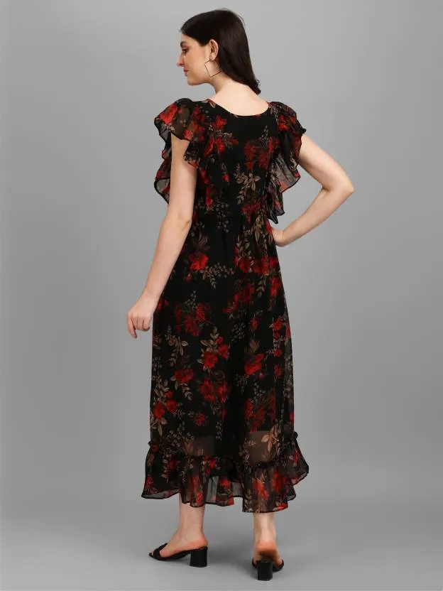 Noir Elegance A-Line Dress
