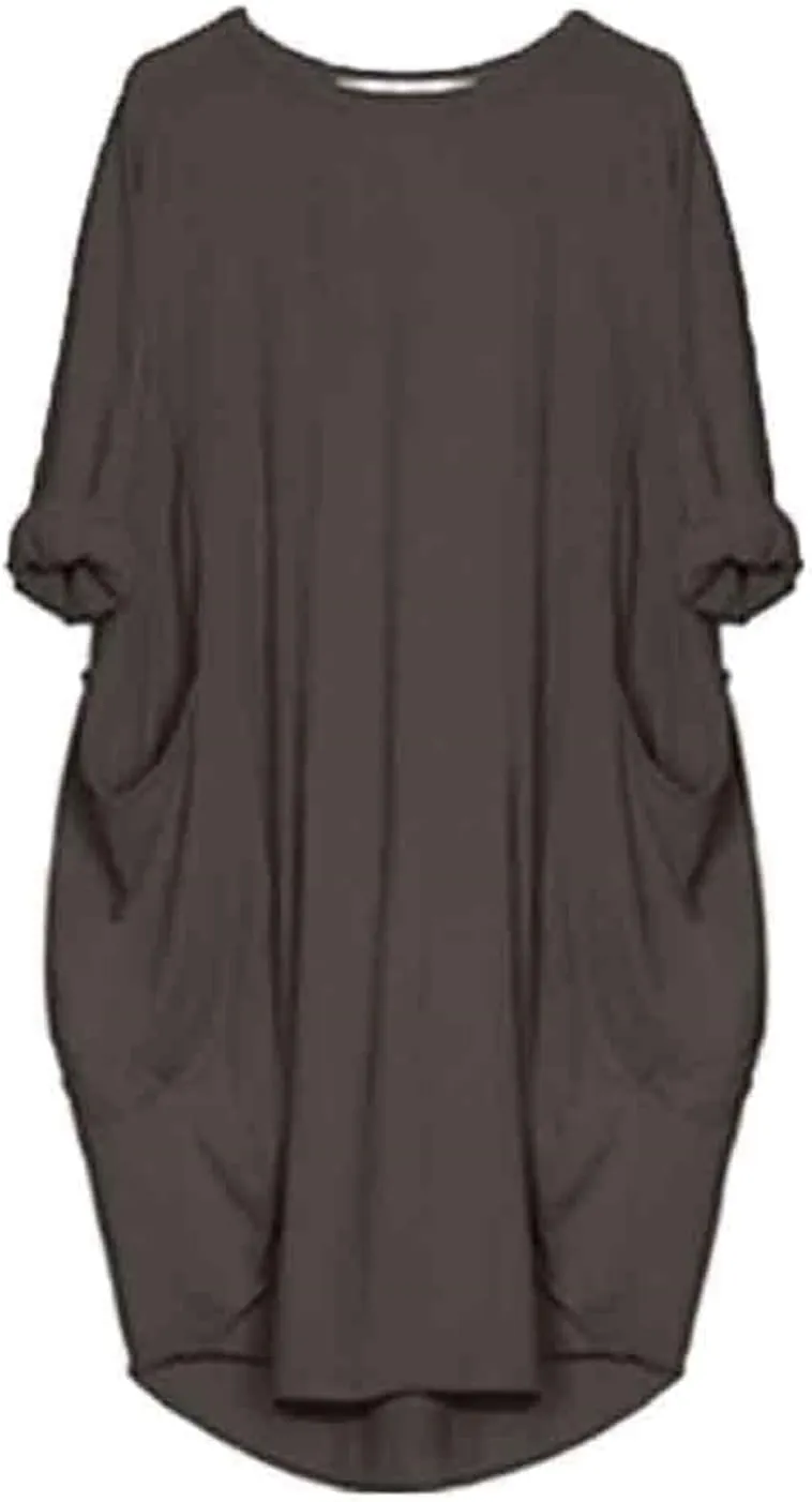 Oversized Dress for Women Long Sleeve Crewneck Midi Dress Plus Size Casual Going Out Dress with Pocket 2025