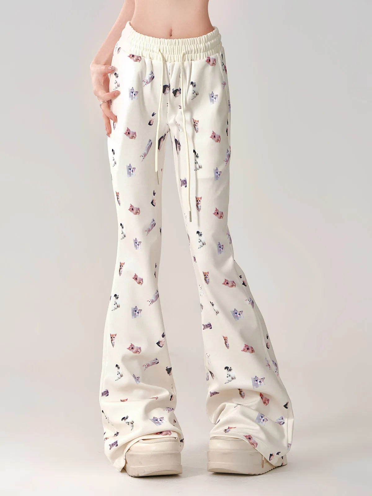 Pants Casual Cat Slim Print