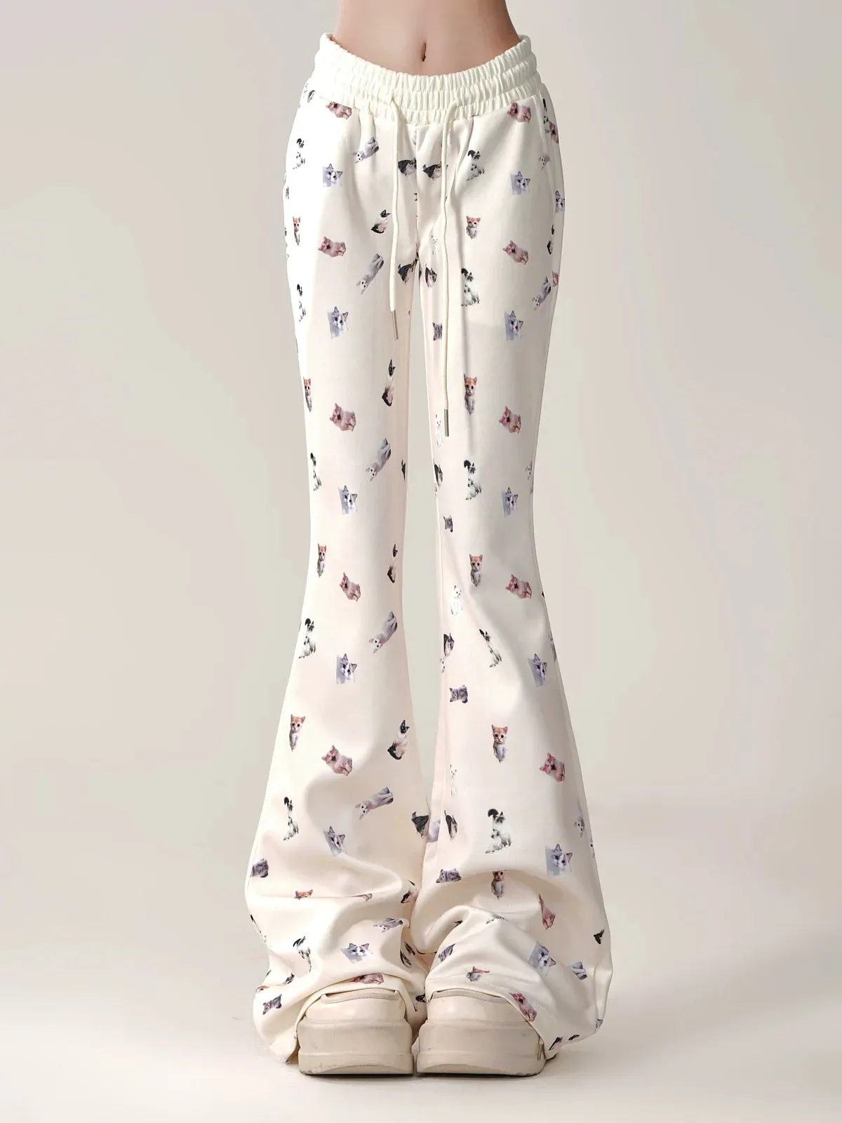 Pants Casual Cat Slim Print