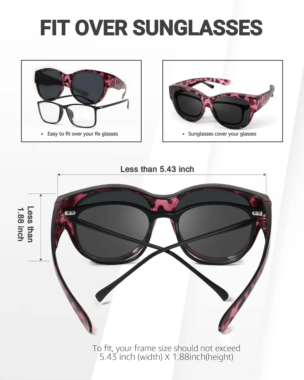 Polarized Fit Over Sunglasses for Women - Trendy Oversized Wear Over Glasses UV Protection for Driving IF5779