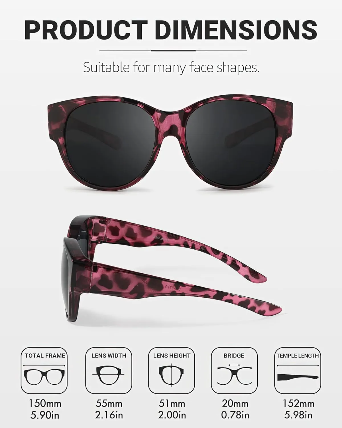 Polarized Fit Over Sunglasses for Women - Trendy Oversized Wear Over Glasses UV Protection for Driving IF5779