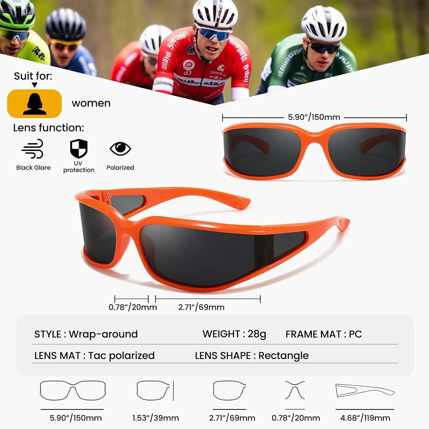 Polarized Wrap Around Sunglasses for Women Running Cycling Sports Sun Glasses Trendy 2025 Shades
