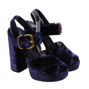 Purple Crushed Velvet Platform Sandals 130mm Heels