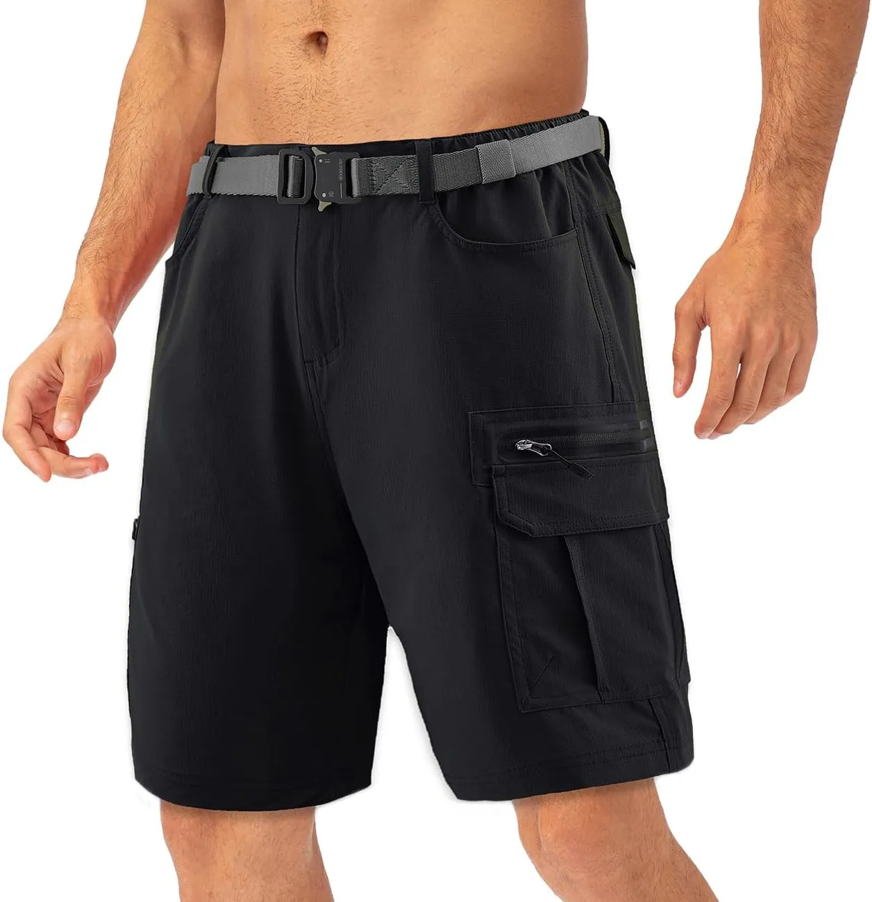 Quick Dry Cargo Shorts Men Outdoor Casual Stretchy Lightweight Fishing Hiking Breathable Comfortable Shorts No Belt