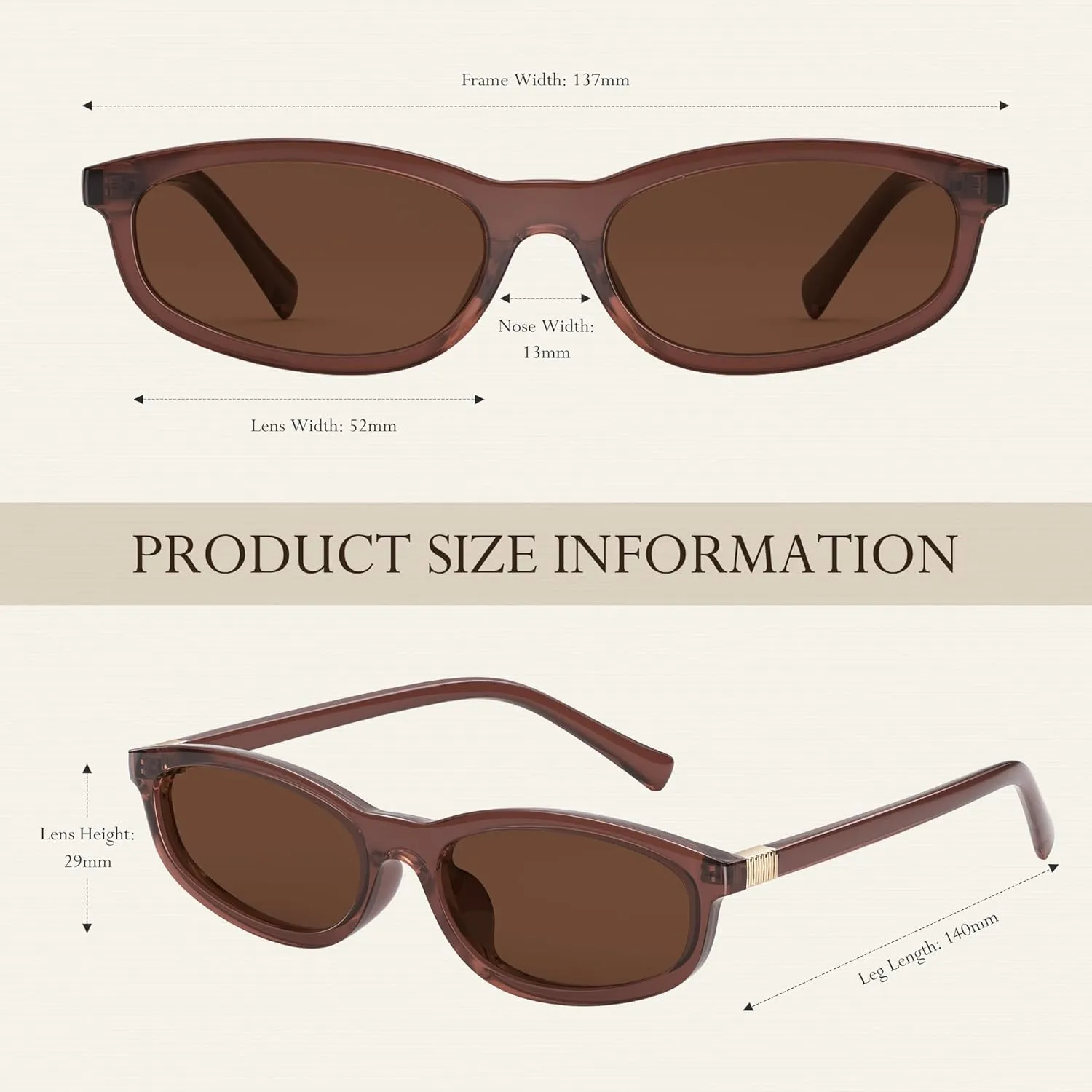 Retro Oval Polarized Sunglasses for Womens - Men Cat Eye Y2K Trendy Narrow Sunglasses Sunnies Lightweight