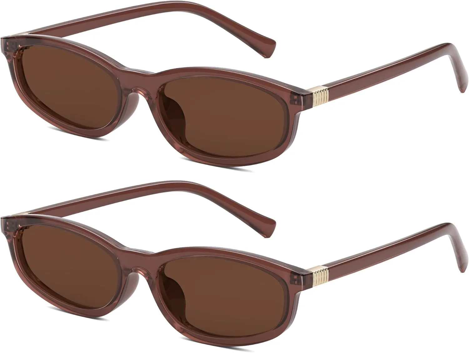 Retro Oval Polarized Sunglasses for Womens - Men Cat Eye Y2K Trendy Narrow Sunglasses Sunnies Lightweight