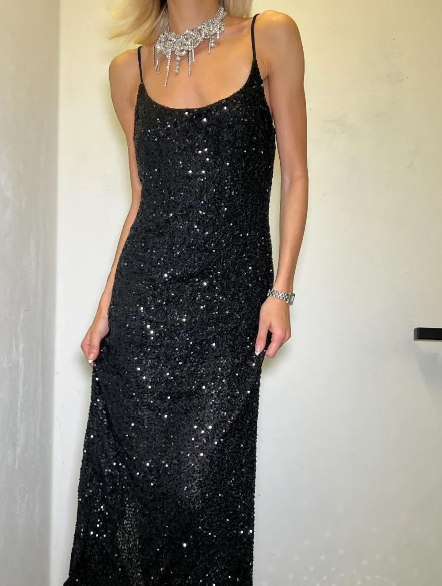 Sequin Strap Midi Dress