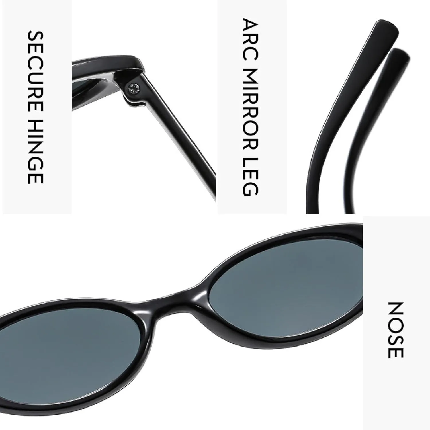 Small Oval Sunglasses for Women Men Trendy Vintage Hip Hop Cat Eye Punk Uv400