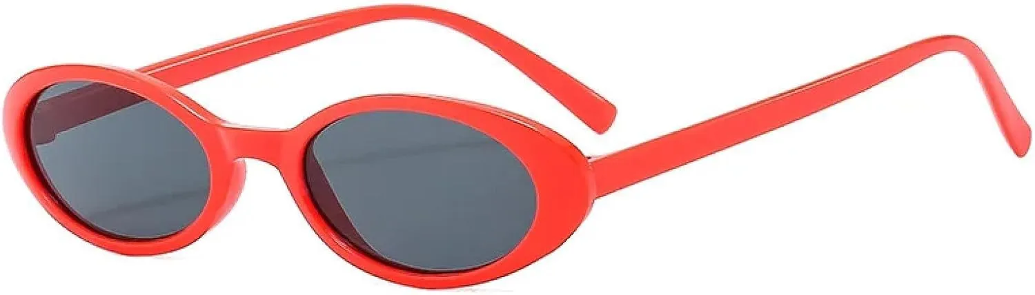 Small Oval Sunglasses for Women Men Trendy Vintage Hip Hop Cat Eye Punk Uv400