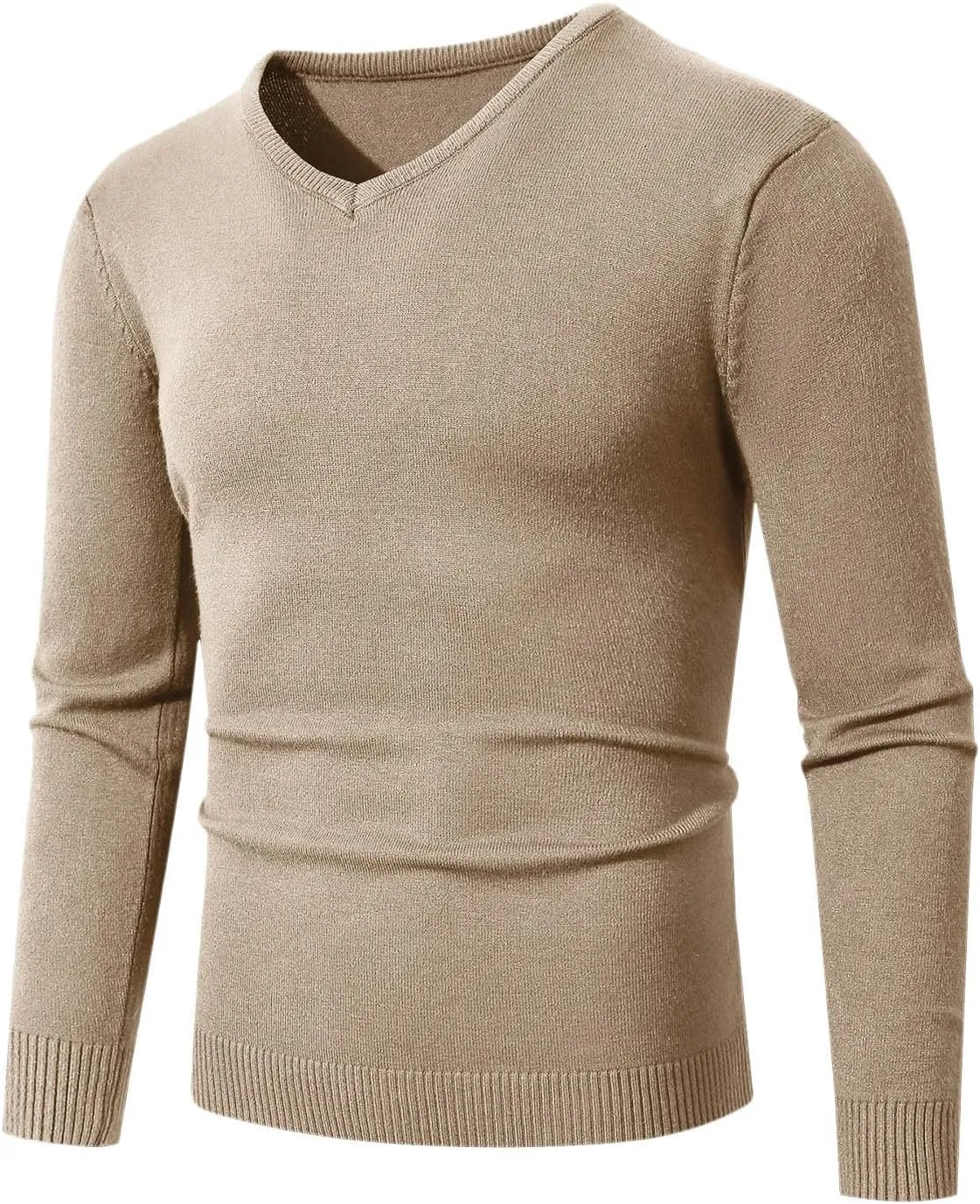 Soft Cozy Sweaters for Men V Neck Long Sleeve Pullover Sweater Slim Fit Dress Sweater Lightweight Knitted Sweaters
